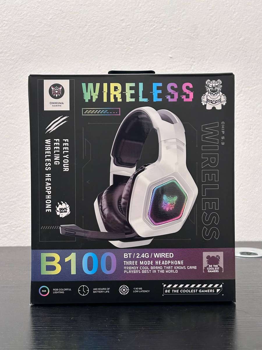 Onikuma B100 Wireless Gaming Headset - 3-Mode (BT/2.4G/Wired) - RGB