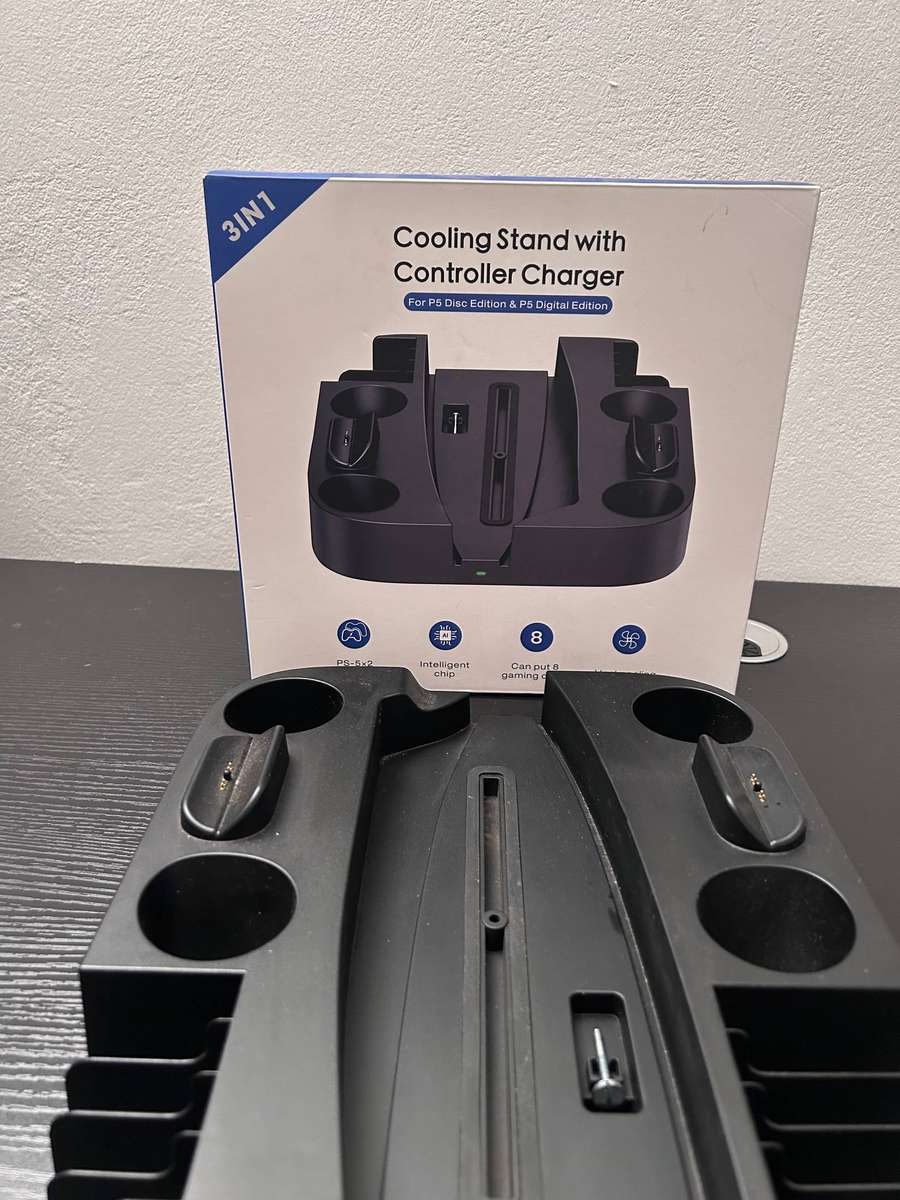 PS5 3-in-1 Vertical Cooling Stand with DualSense Controller Charger & Game Storage