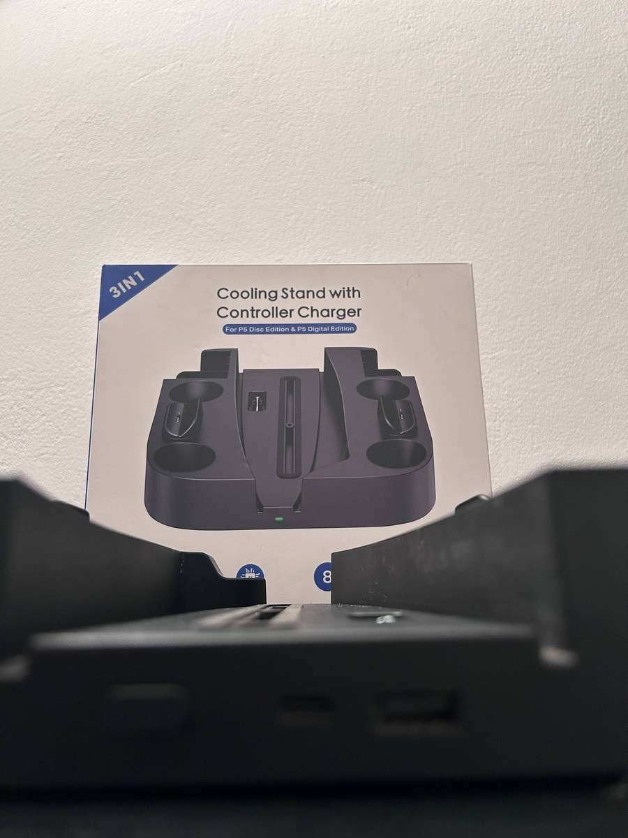 PS5 3-in-1 Vertical Cooling Stand with DualSense Controller Charger & Game Storage