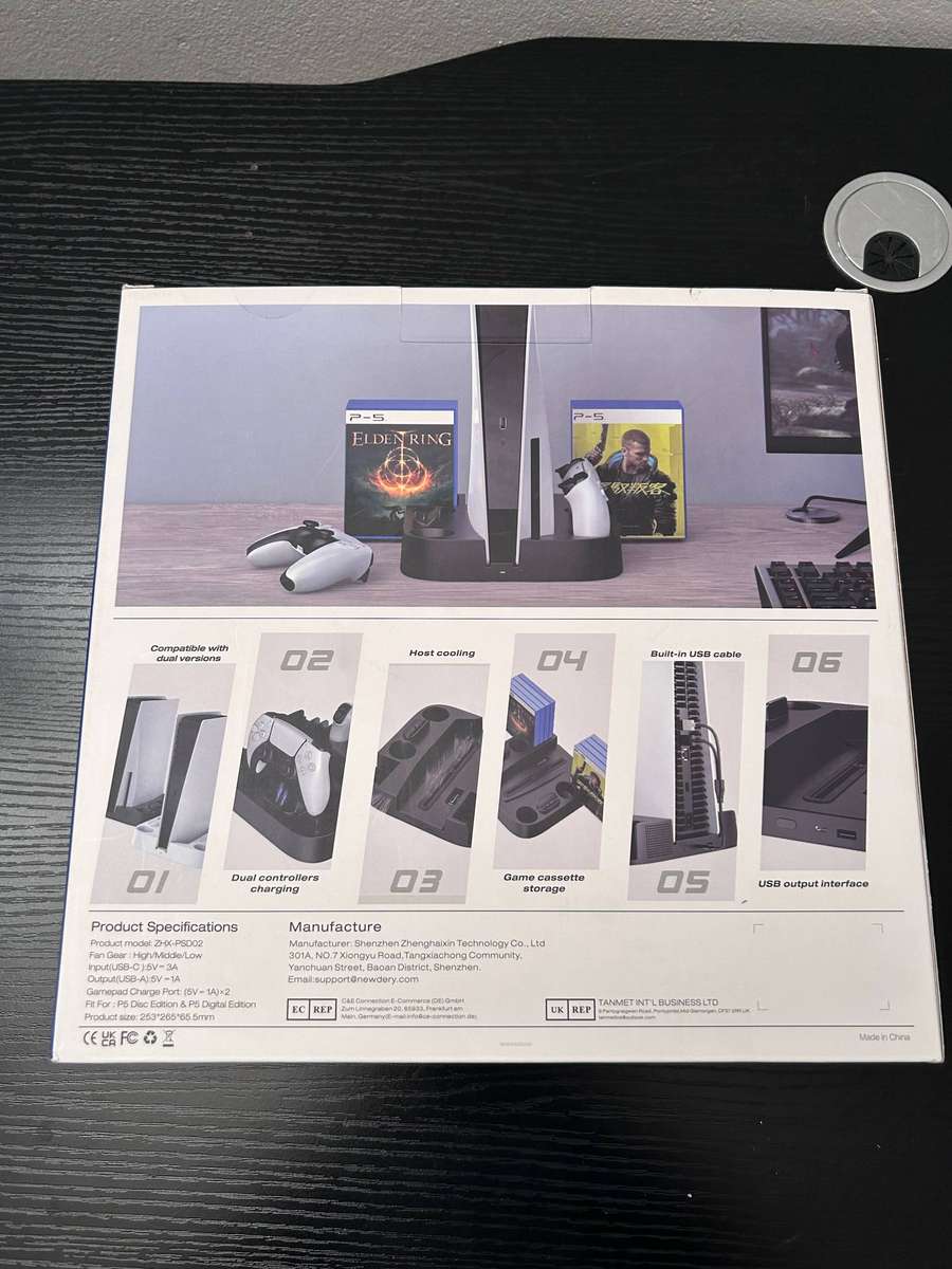 PS5 3-in-1 Vertical Cooling Stand with DualSense Controller Charger & Game Storage