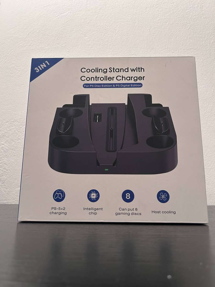 PS5 3-in-1 Vertical Cooling Stand with DualSense Controller Charger & Game Storage