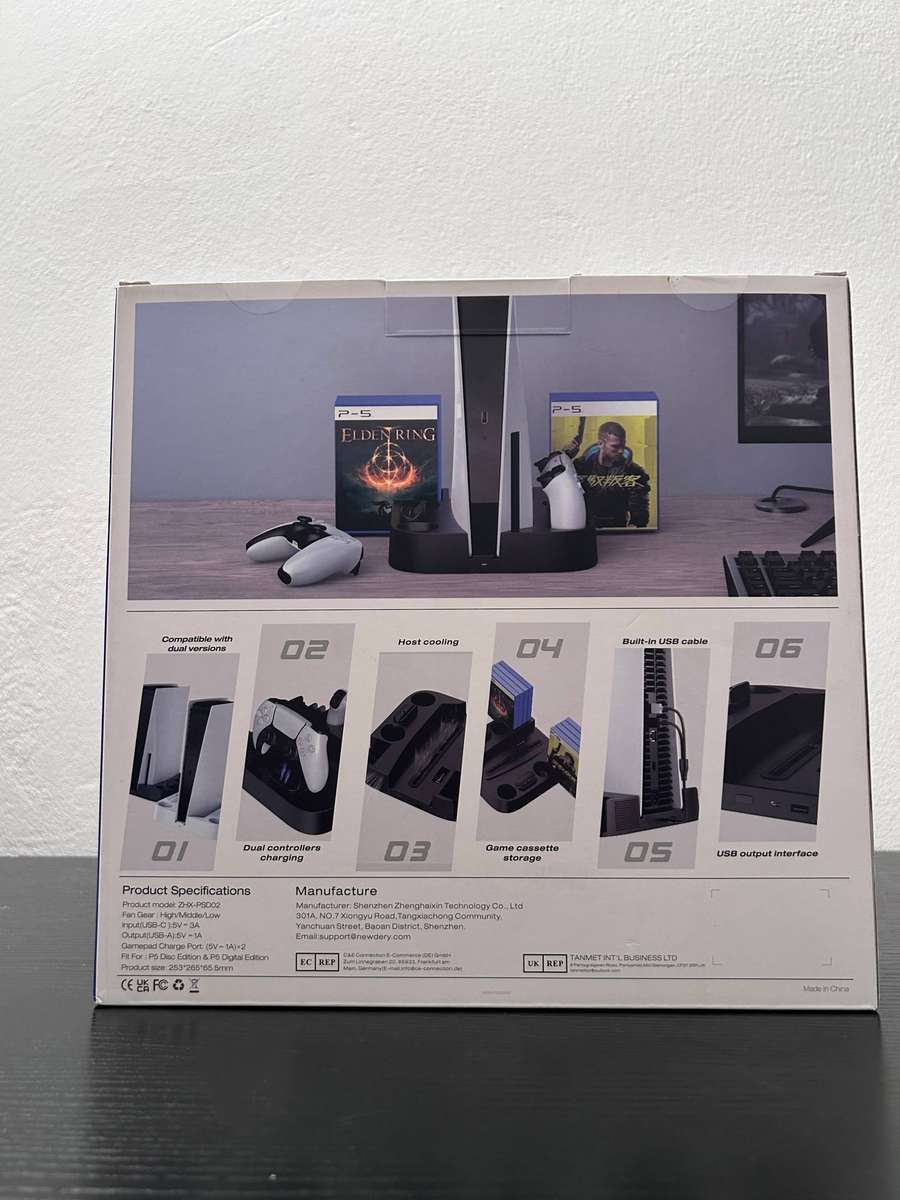 PS5 3-in-1 Vertical Cooling Stand with DualSense Controller Charger & Game Storage