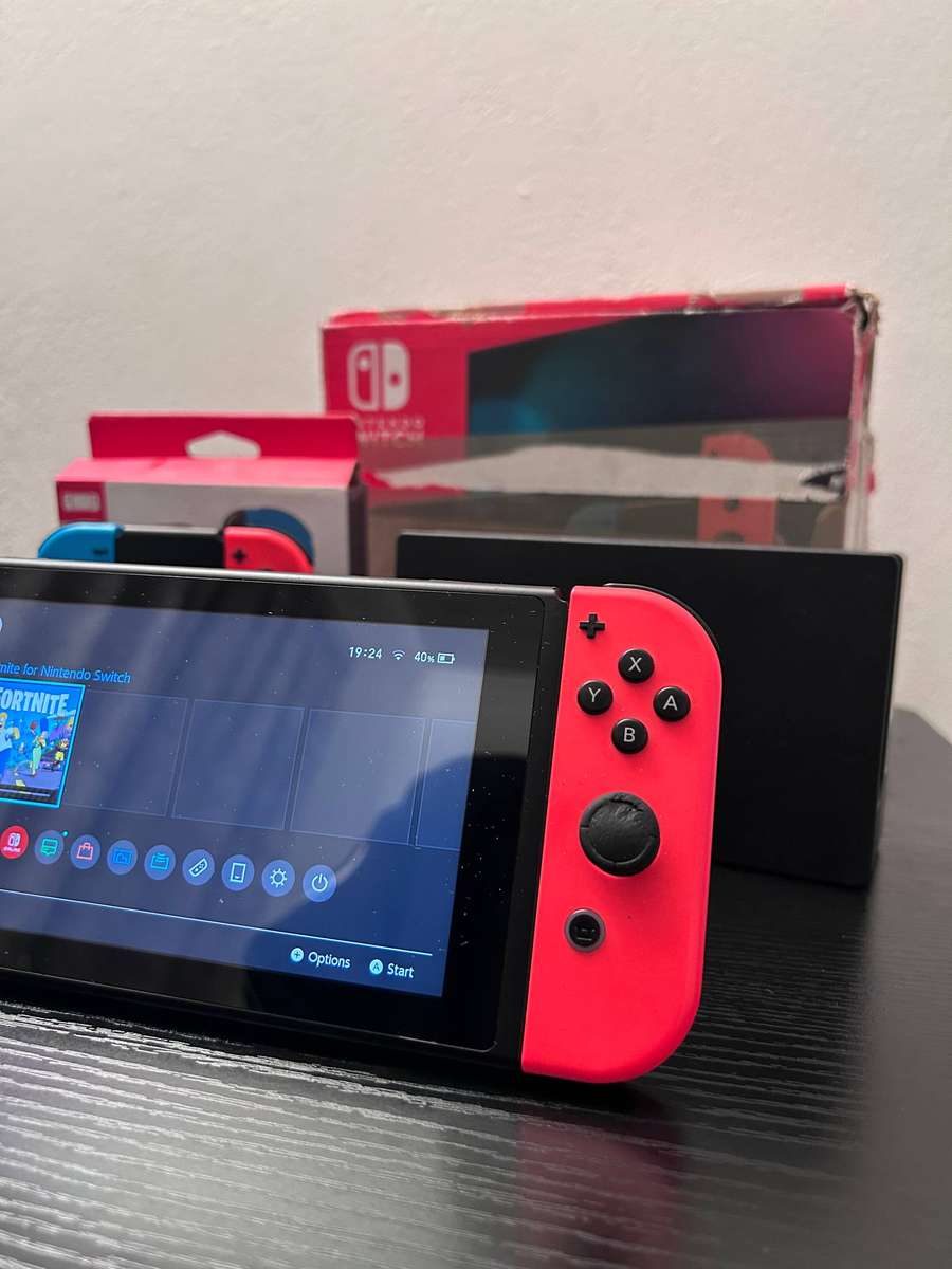 Nintendo Switch Console Bundle - Neon Red/Blue, Dock, Charger, & Extra Joy-Cons