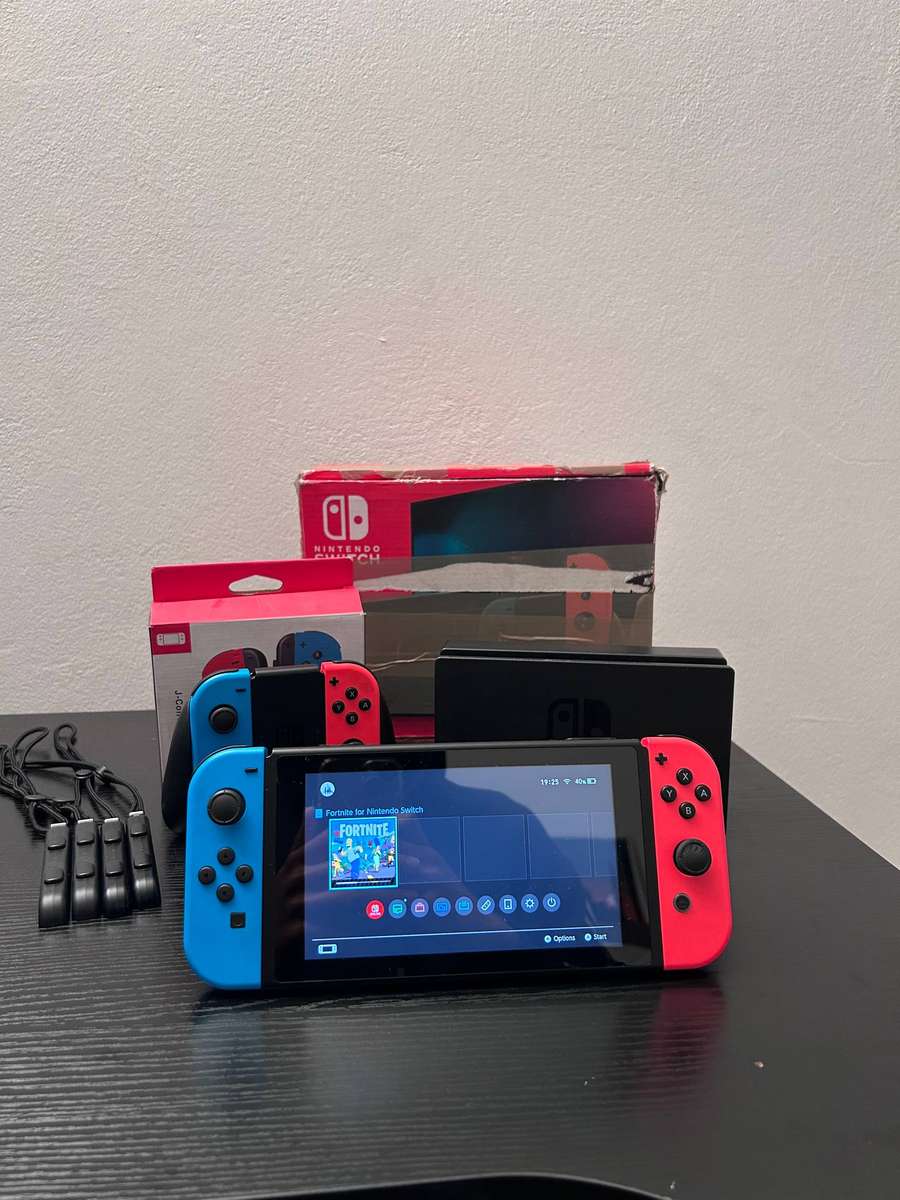 Nintendo Switch Console Bundle - Neon Red/Blue, Dock, Charger, & Extra Joy-Cons