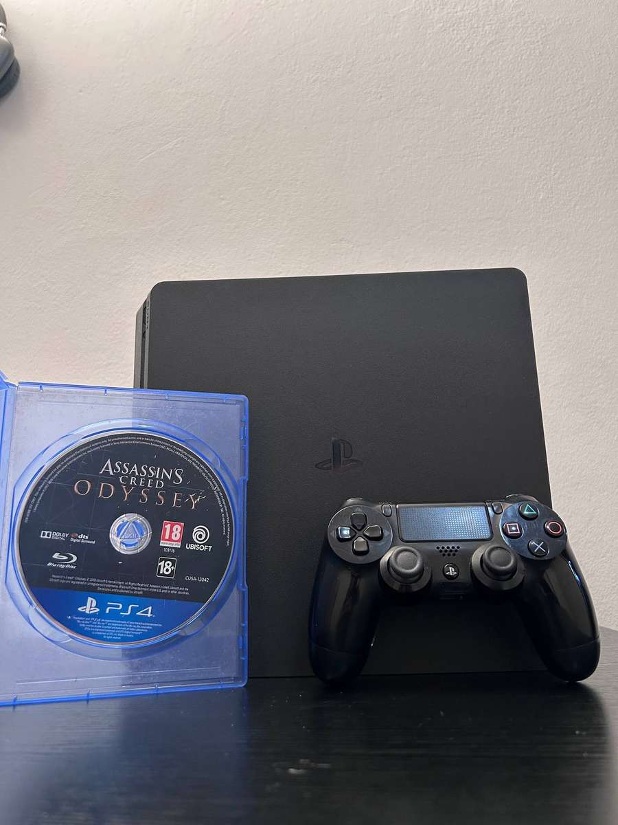 PlayStation 4 Slim 500GB Console Bundle - Black with DualShock 4 & Assassin's Creed Odyssey