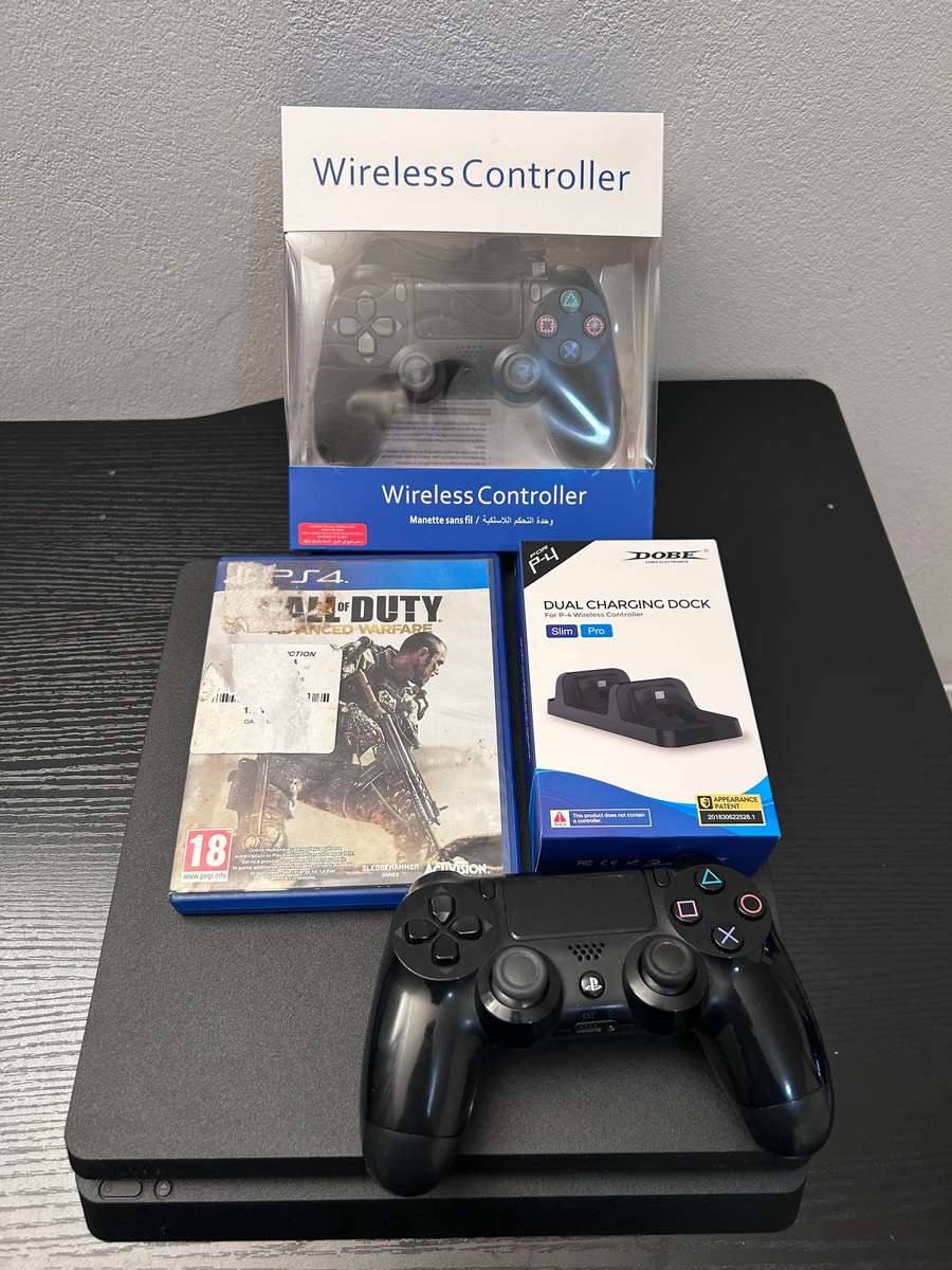 PlayStation 4 Slim 500GB Console Bundle with 2 Controllers and Dual Charging Dock