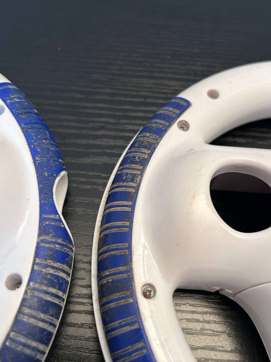 2x Nintendo Wii Racing Steering Wheel Attachments with Blue Grips