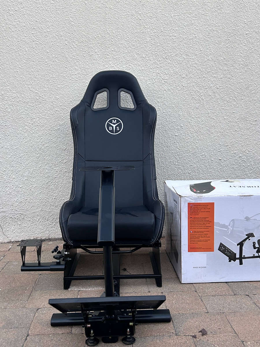 MBS Elite Racing Simulator Cockpit with Adjustable Bucket Seat & Gear Shifter Mount