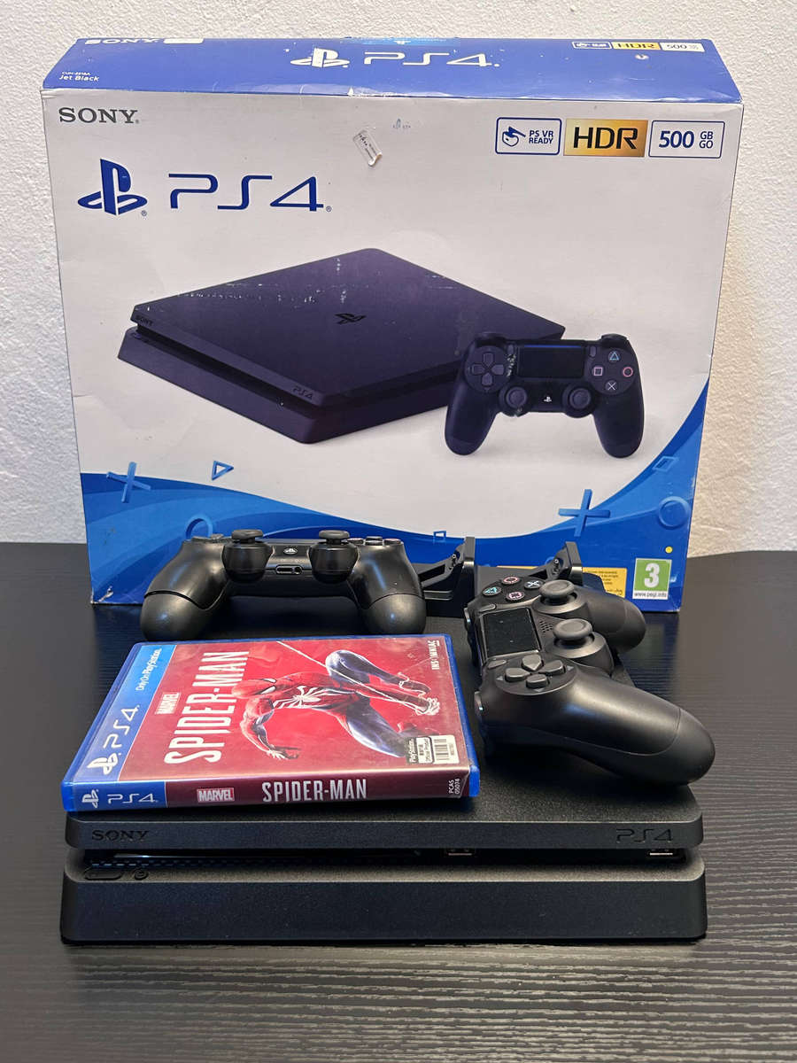 Sony PlayStation 4 Slim 500GB Jet Black Bundle + 2 Controller's + Charging Dock + Disk Game (Boxed)