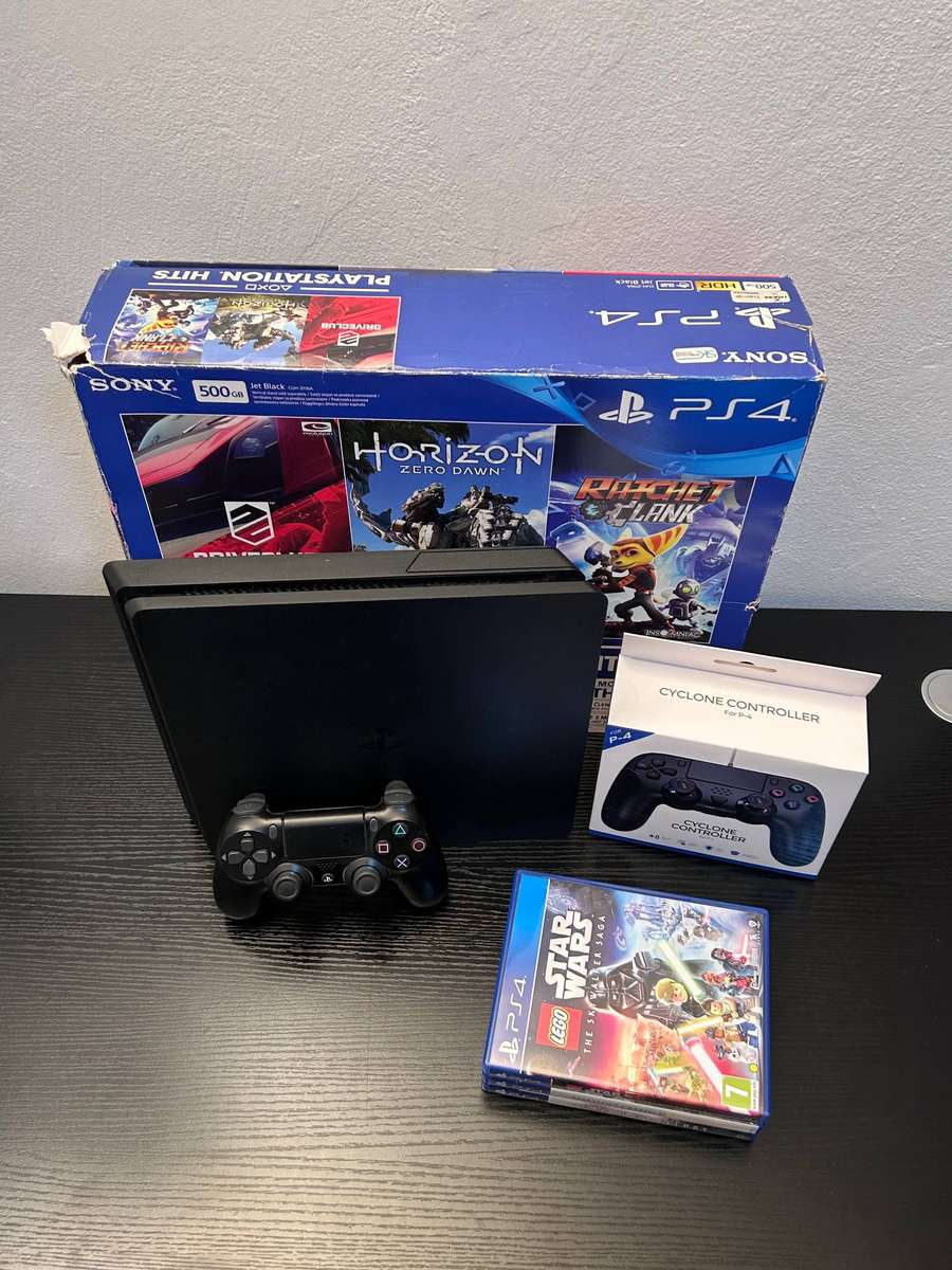 Sony PlayStation 4 Slim 500GB - Black - 2 Controllers & 3 Games - Boxed