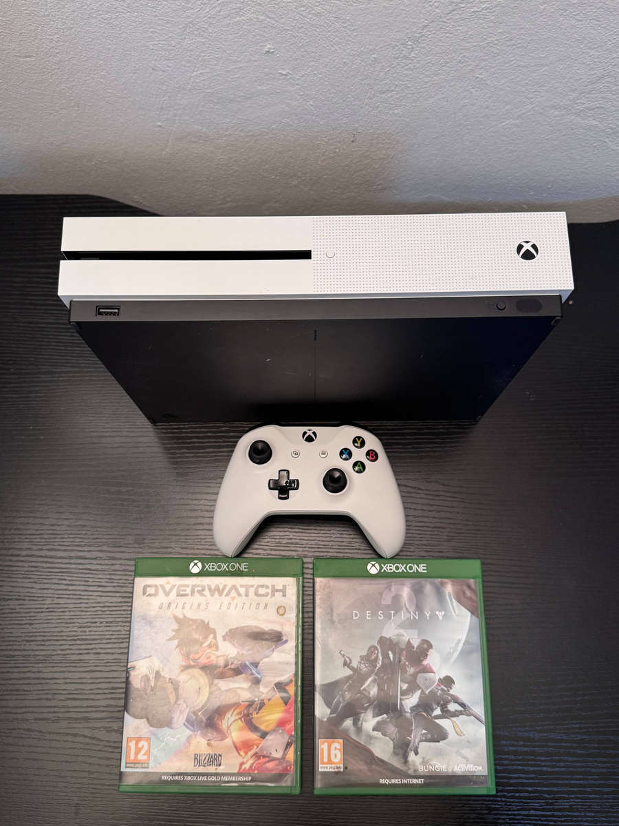 Xbox One S 500GB Console Bundle + Controller & 2 Games (Destiny 2 & Overwatch)