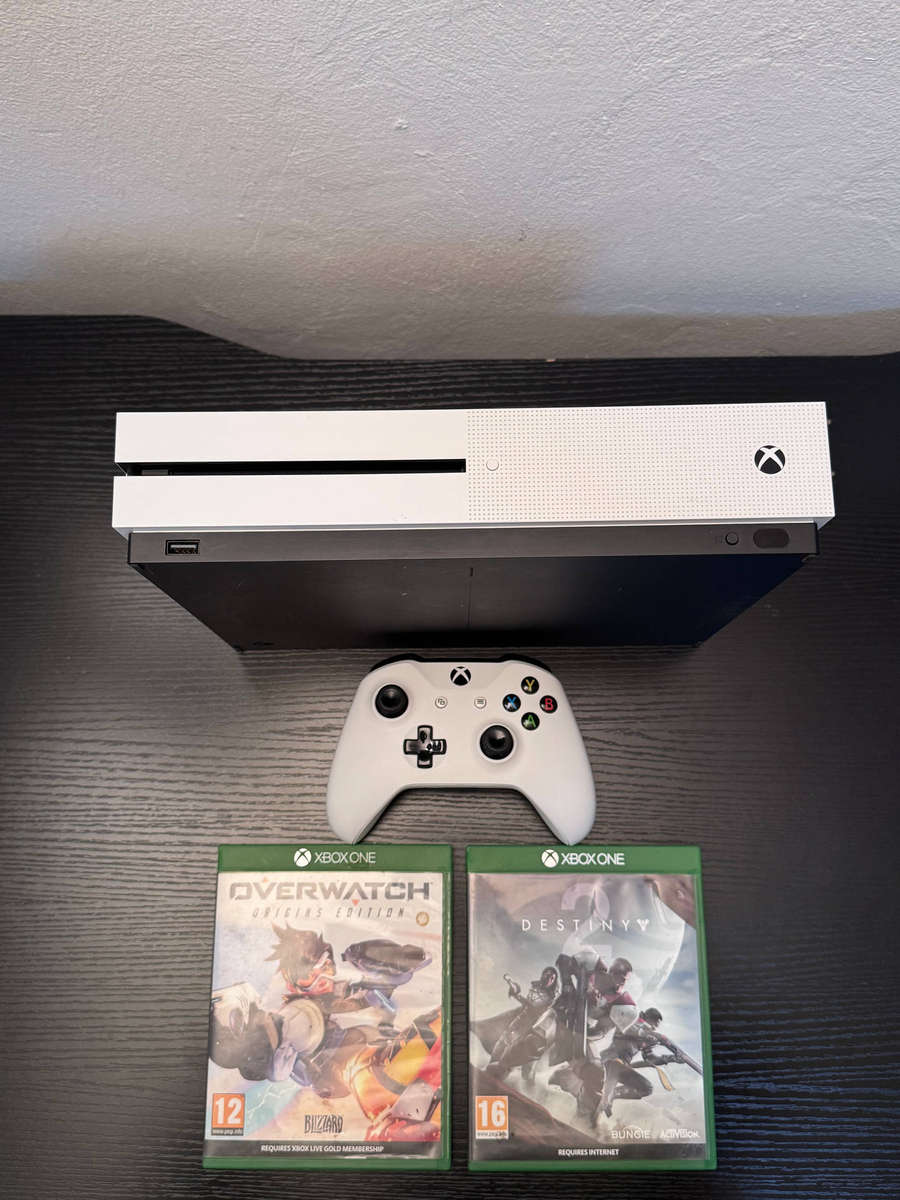 Xbox One S 500GB Console Bundle + Controller & 2 Games (Destiny 2 & Overwatch)