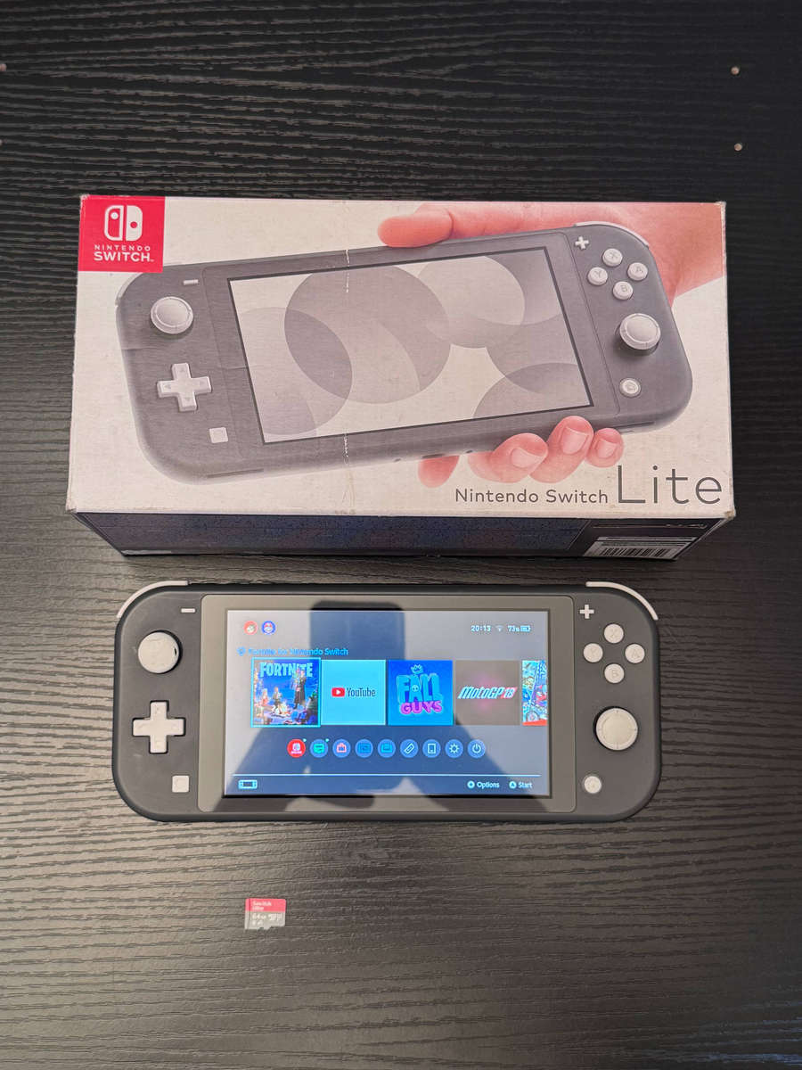 Nintendo Switch Lite 32GB Handheld Console (Grey) + 64GB MicroSD Card & Box
