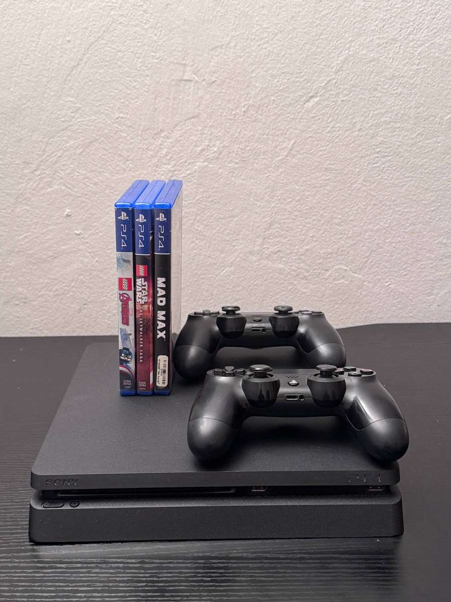 PlayStation 4 Slim 1TB Console - Jet Black - 2 Controller & 3 Game Bundle