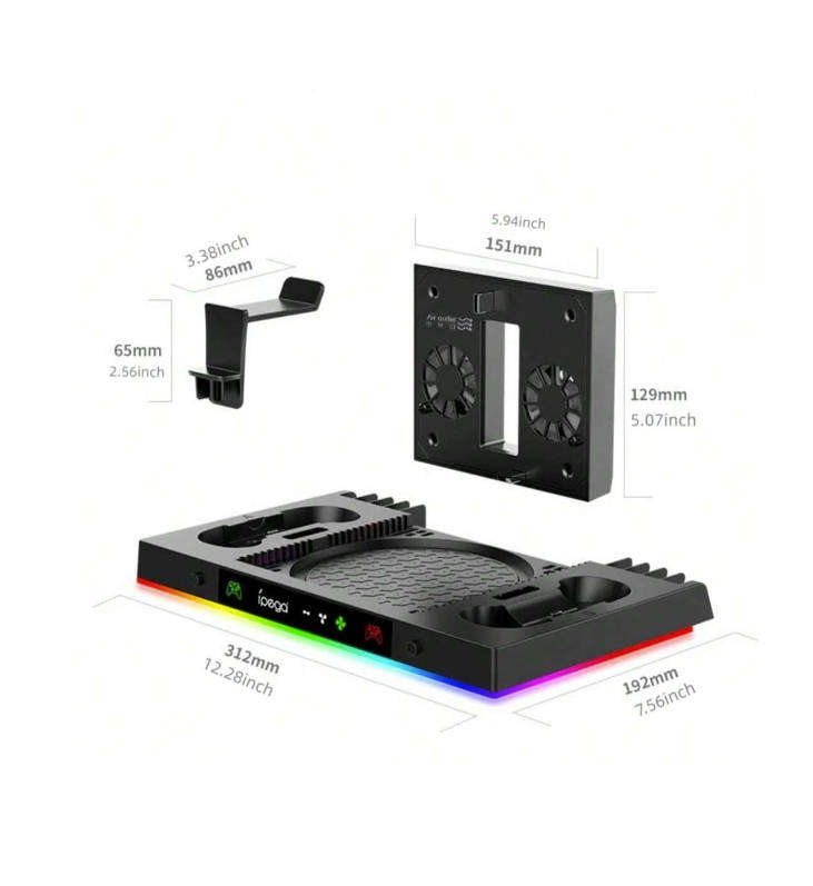 iPega Xbox Series X 6-in-1 Vertical Stand  Cooling Fan  Dual Charger  Headset  Game Storage