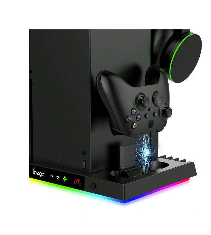 iPega Xbox Series X 6-in-1 Vertical Stand  Cooling Fan  Dual Charger  Headset  Game Storage