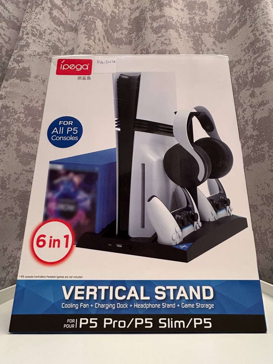 iPega PS5 Vertical Stand (PG-P5013B)  Cooling Fan  DualSense Charger  Headset Stand  17x Game St