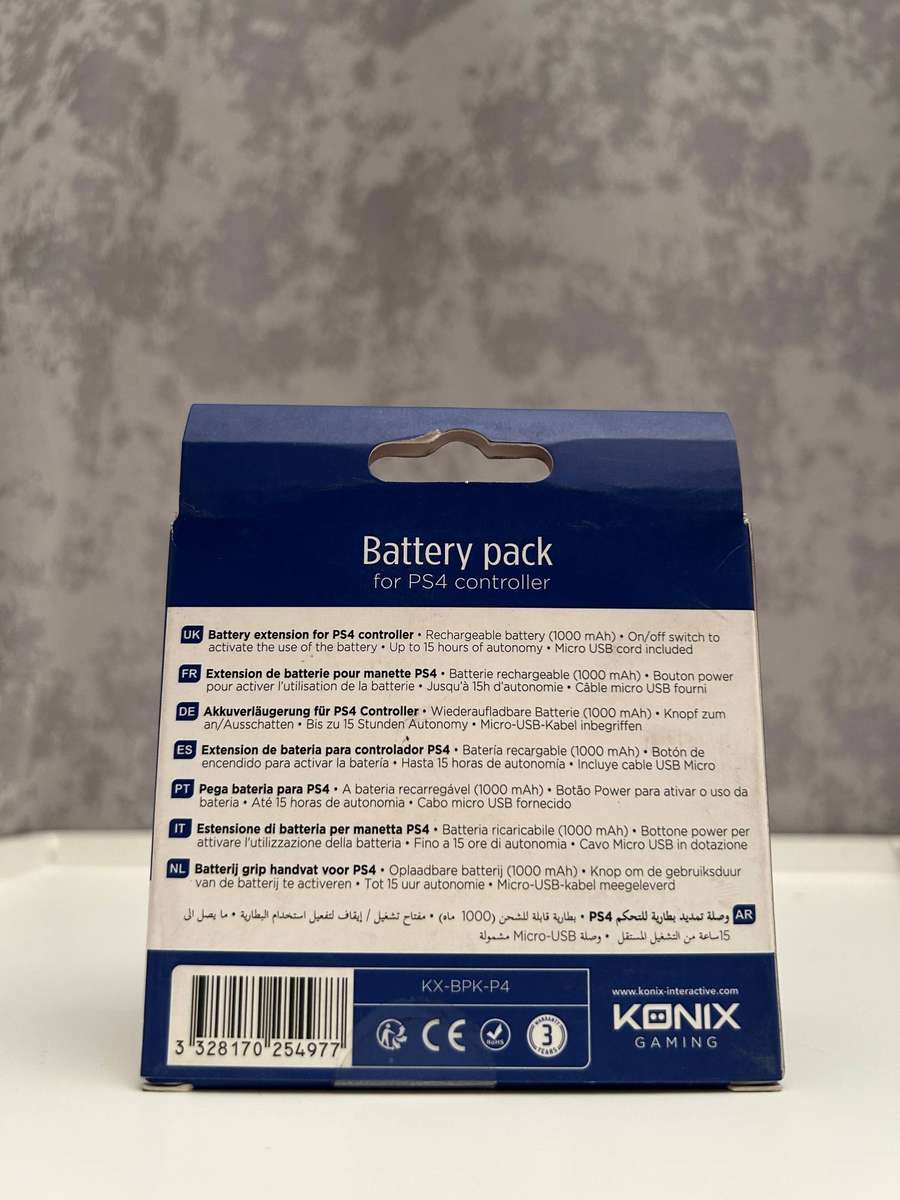 PlayStation 4 DualShock 4 Rechargeable Battery Pack  KONIX Gaming  USB Charging