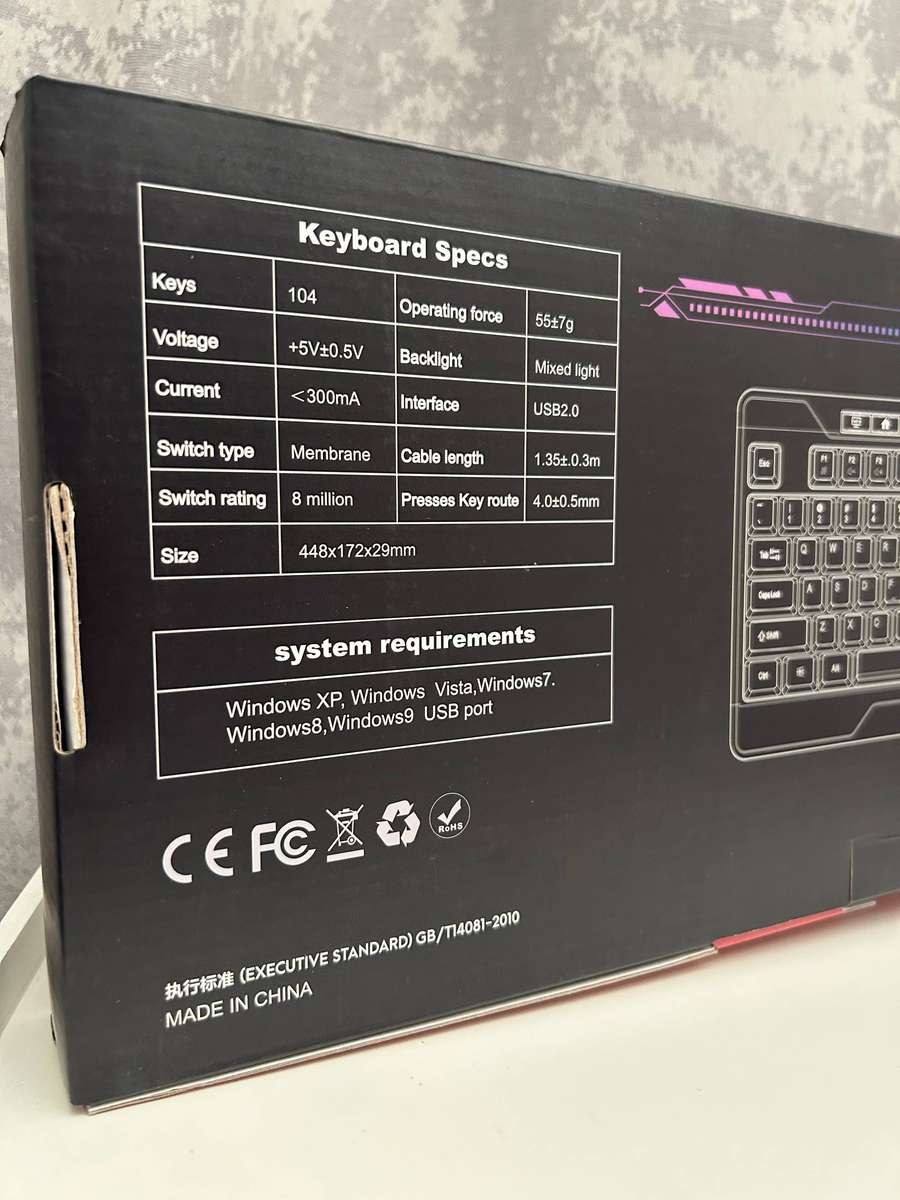 ONIKUMA G32 Full-Size Gaming Keyboard - 104 Keys, RGB Backlit (New)