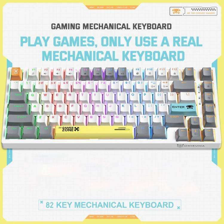 ONIKUMA G58 Hot-Swappable Mechanical Gaming Keyboard - 82 Keys TKL, RGB, USB-C