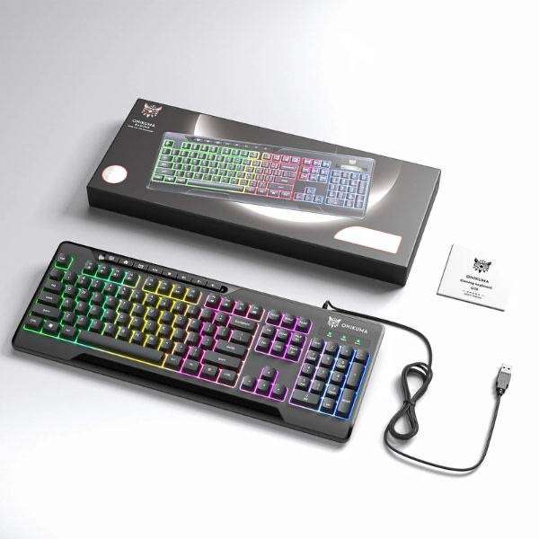 ONIKUMA G32 Full-Size Gaming Keyboard - 104 Keys, RGB Backlit (New)
