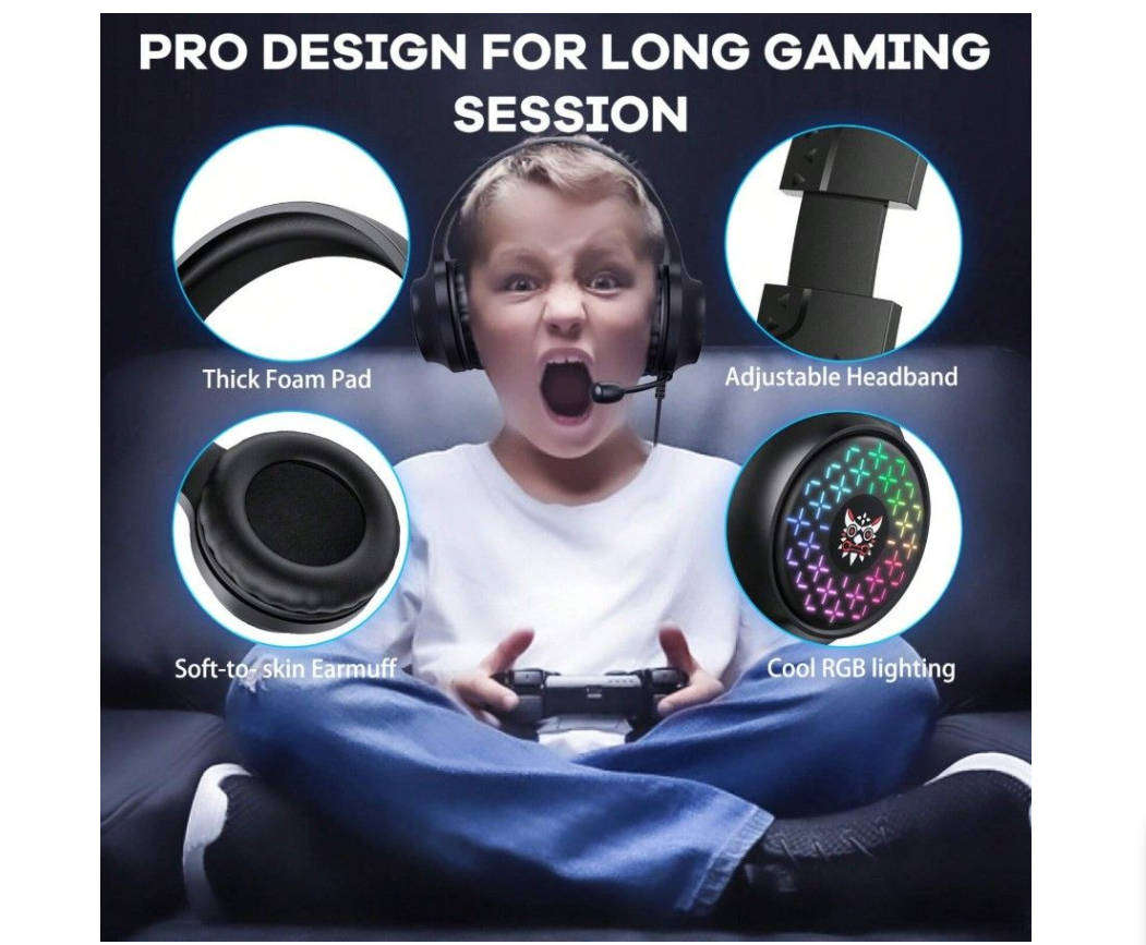 Onikuma X7 Pro Wired Gaming Headset - RGB, Noise-Cancelling Mic