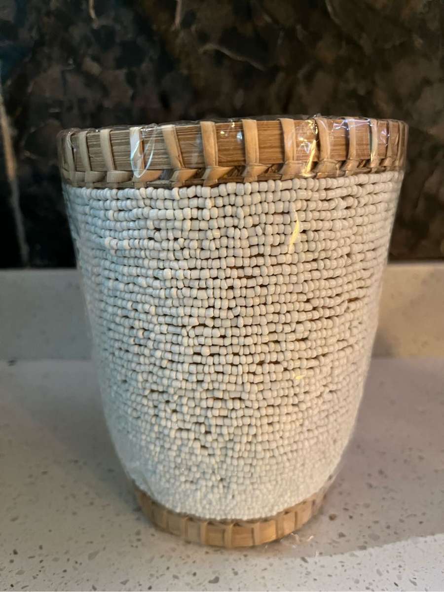 Beaded Cutlery Holder White