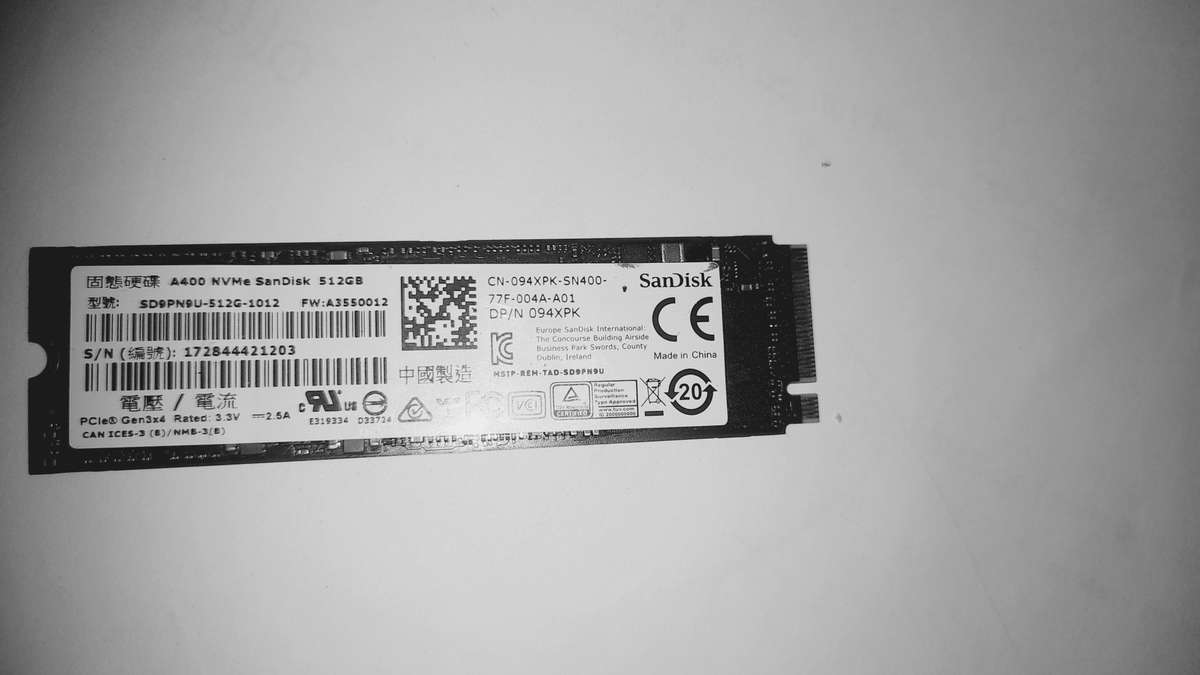 Sandisk NVMe 512 Solid state drive