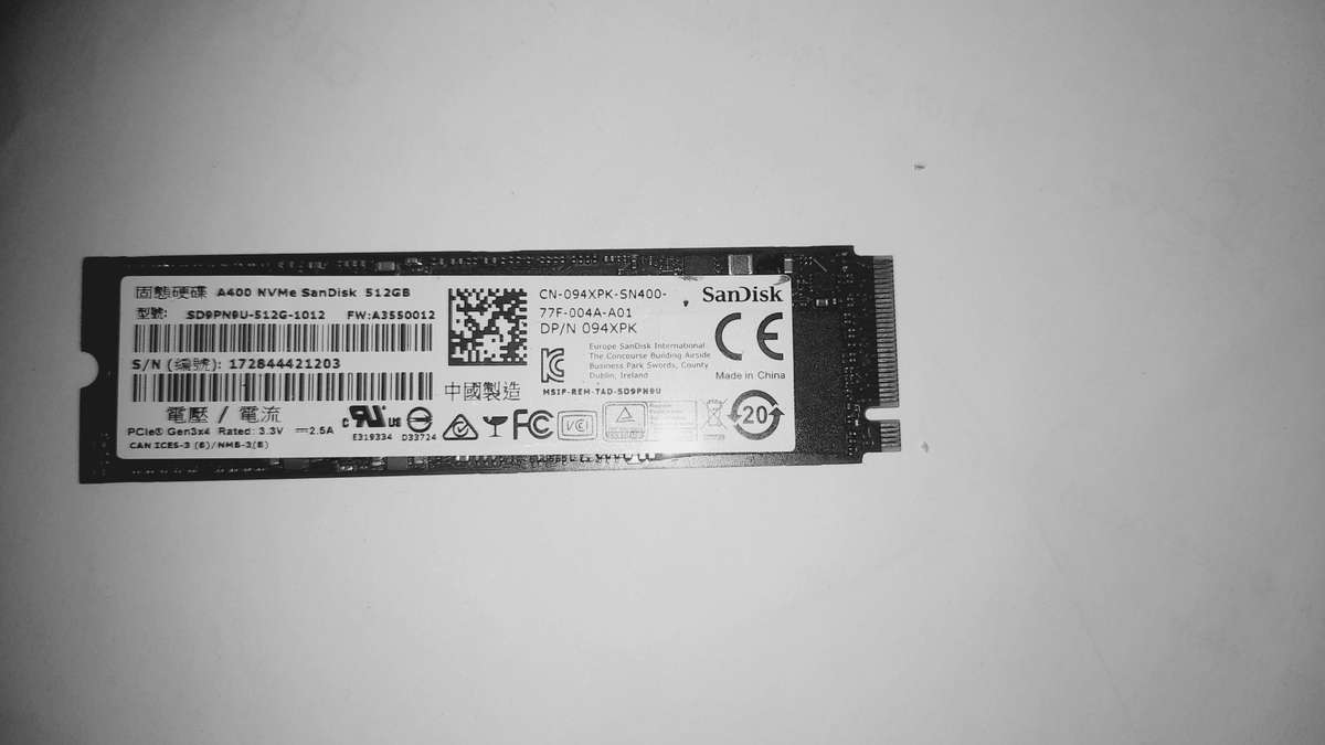 Sandisk NVMe 512 Solid state drive