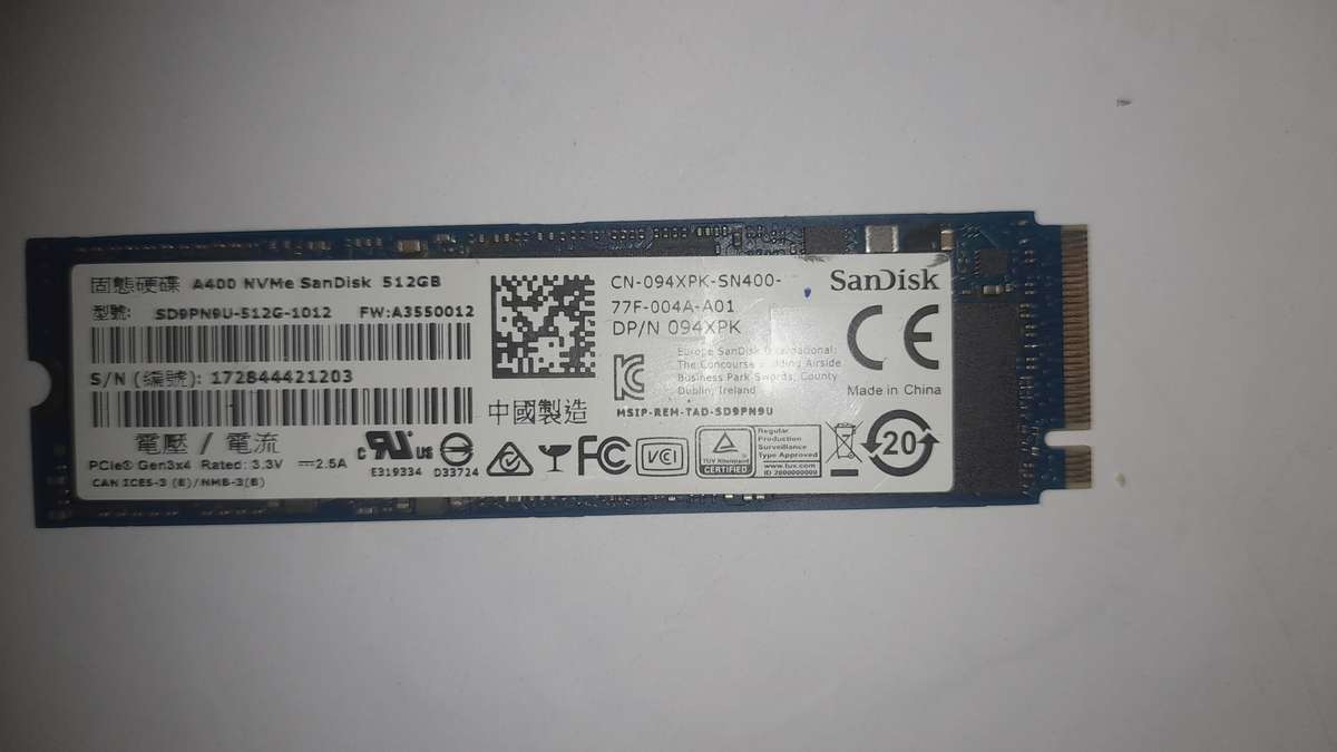 Sandisk NVMe 512 Solid state drive