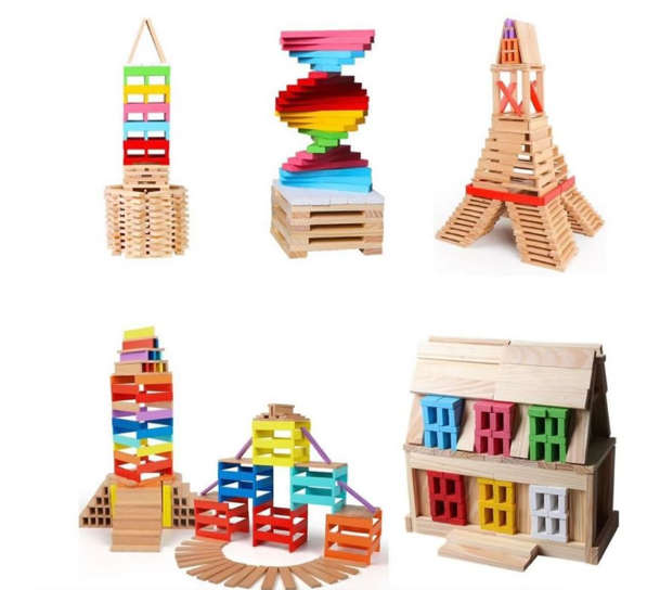 150-Piece Creative Wooden Building Blocks Set