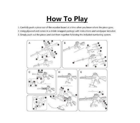 3D Wooden Simulation Model Kit (CAR-15 Style)