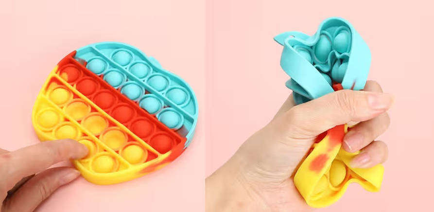 Apple-Shaped Rainbow Pop Fidget Toy
