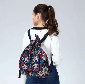 Floral Foldable Drawstring Backpack