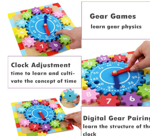 Wooden Gear Clock Eduacational