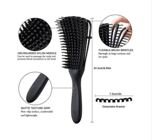 8 Row Detangling Brush Black