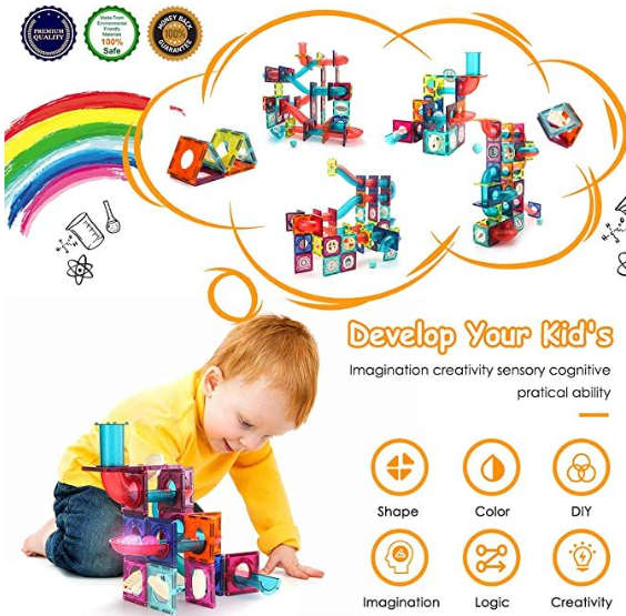 73 Pcs Magnetic Pipeline Tiles Magic Blocks 3D STEM Stacking Toys