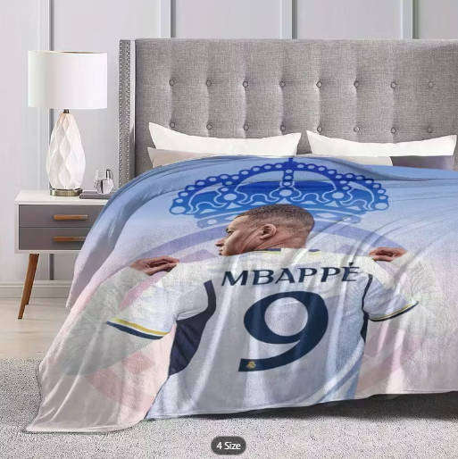 Kylian Mbappé-themed flannel blanket