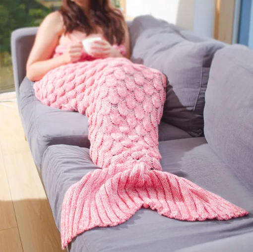 Cozy Knitted Mermaid Tail Blanket With Scales! (Limited Stock!)