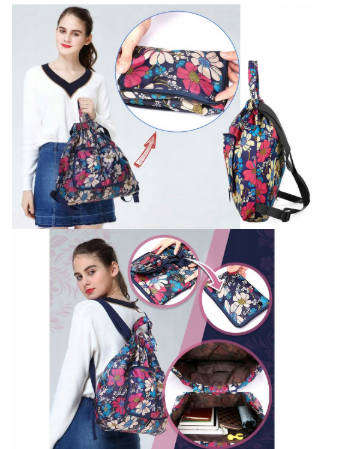 Floral Foldable Drawstring Backpack