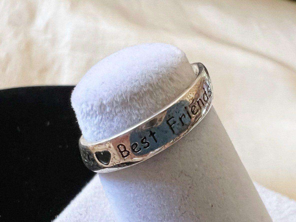 Vintage Twisted Infinity Sterling Silver "Best Friends Now & Forever" Baby Child Ring * Size D 1/2