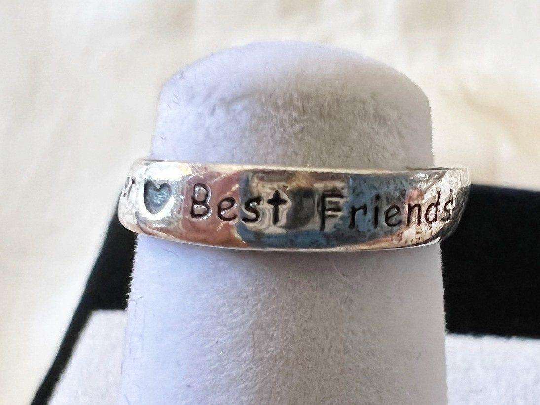 Vintage Twisted Infinity Sterling Silver "Best Friends Now & Forever" Baby Child Ring * Size D 1/2