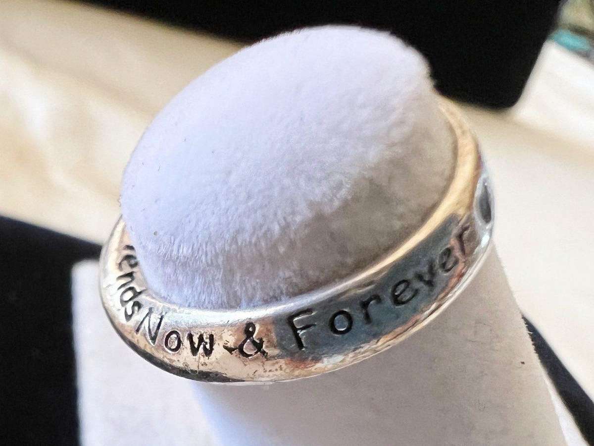 Vintage Twisted Infinity Sterling Silver "Best Friends Now & Forever" Baby Child Ring * Size D 1/2