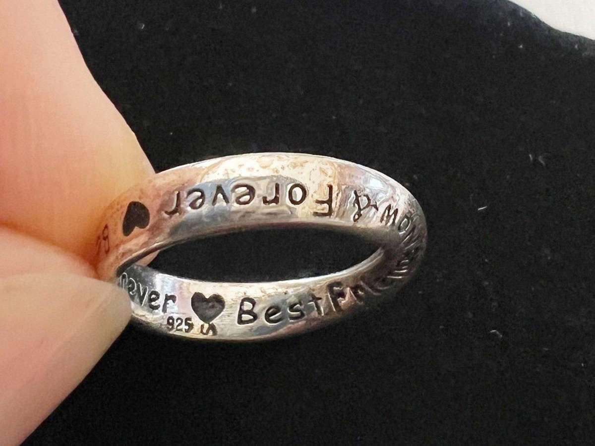 Vintage Twisted Infinity Sterling Silver "Best Friends Now & Forever" Baby Child Ring * Size D 1/2