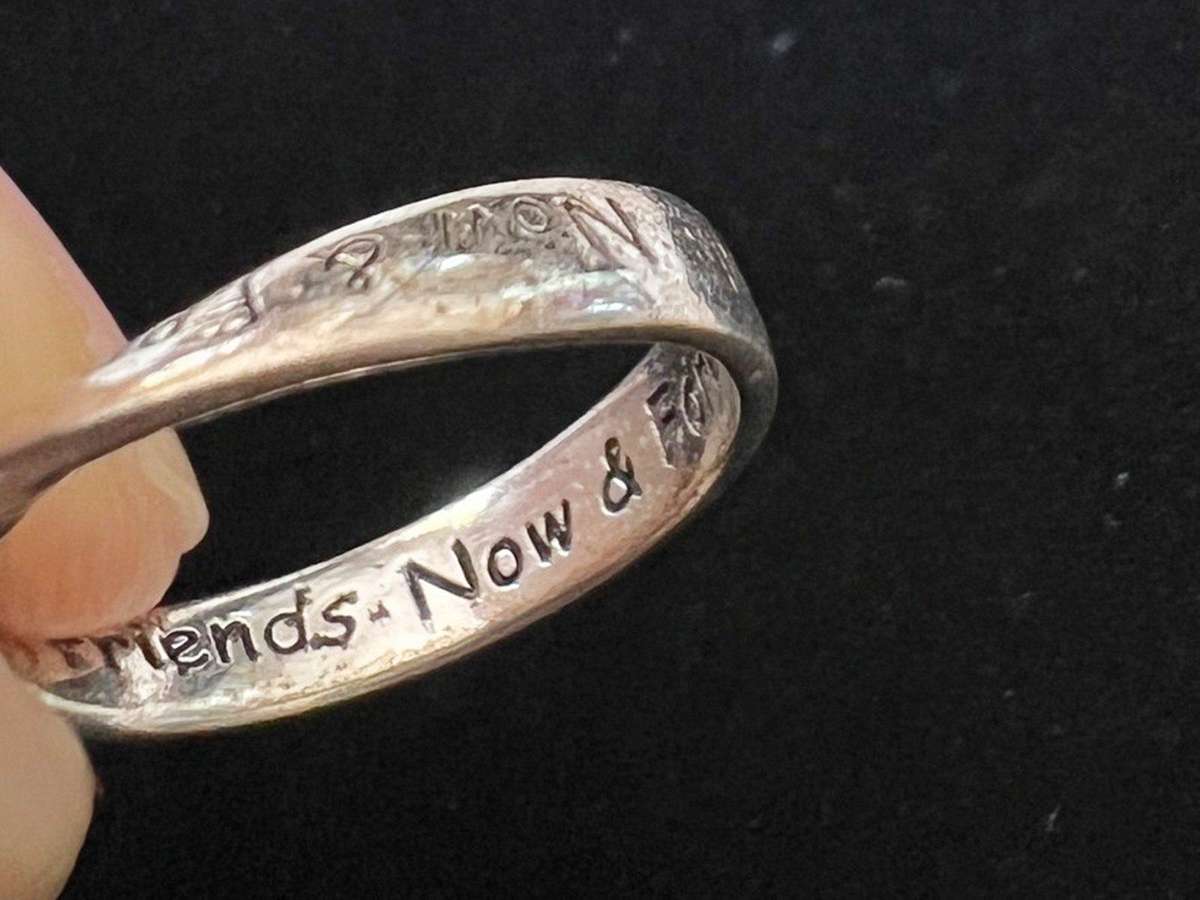 Vintage Twisted Infinity Sterling Silver "Best Friends Now & Forever" Baby Child Ring * Size D 1/2