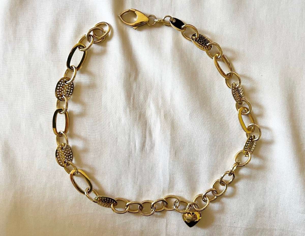 Exquisite Gold-plated Sterling Silver Crystal Rhinestones HEART LOCK Necklace by ILE * 53 grams