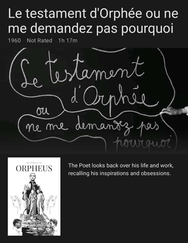 The testament of orpheus (1960) dvd