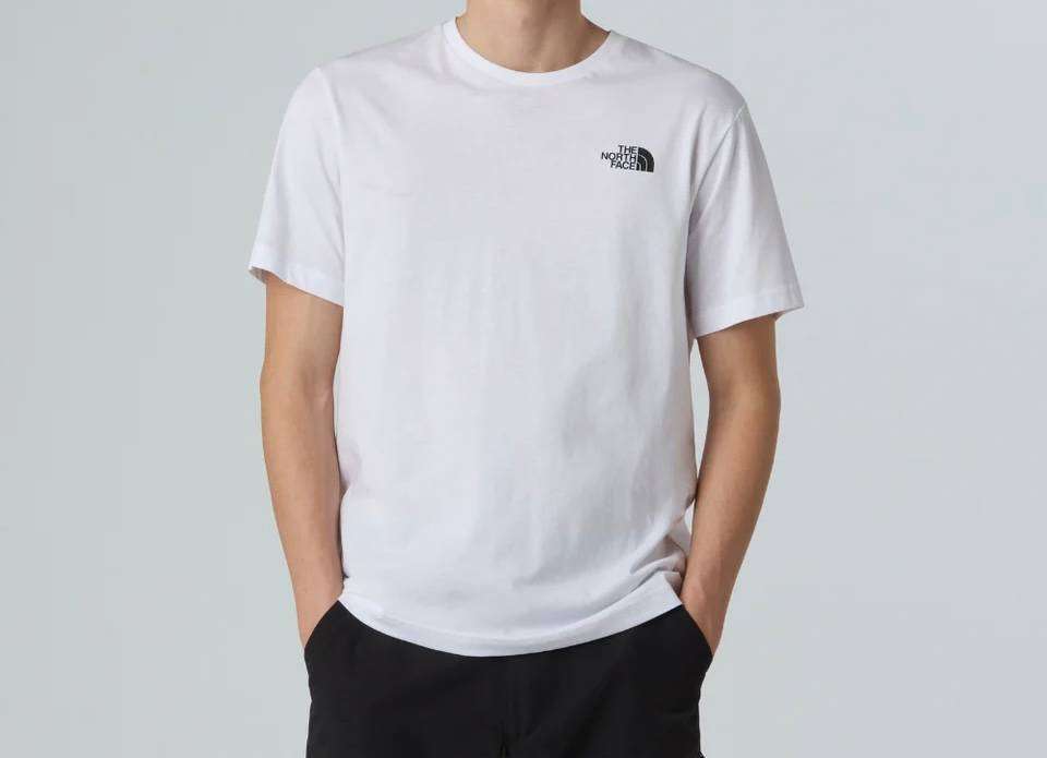The North Face Mens  S/S REDBOX TEE- White /Red