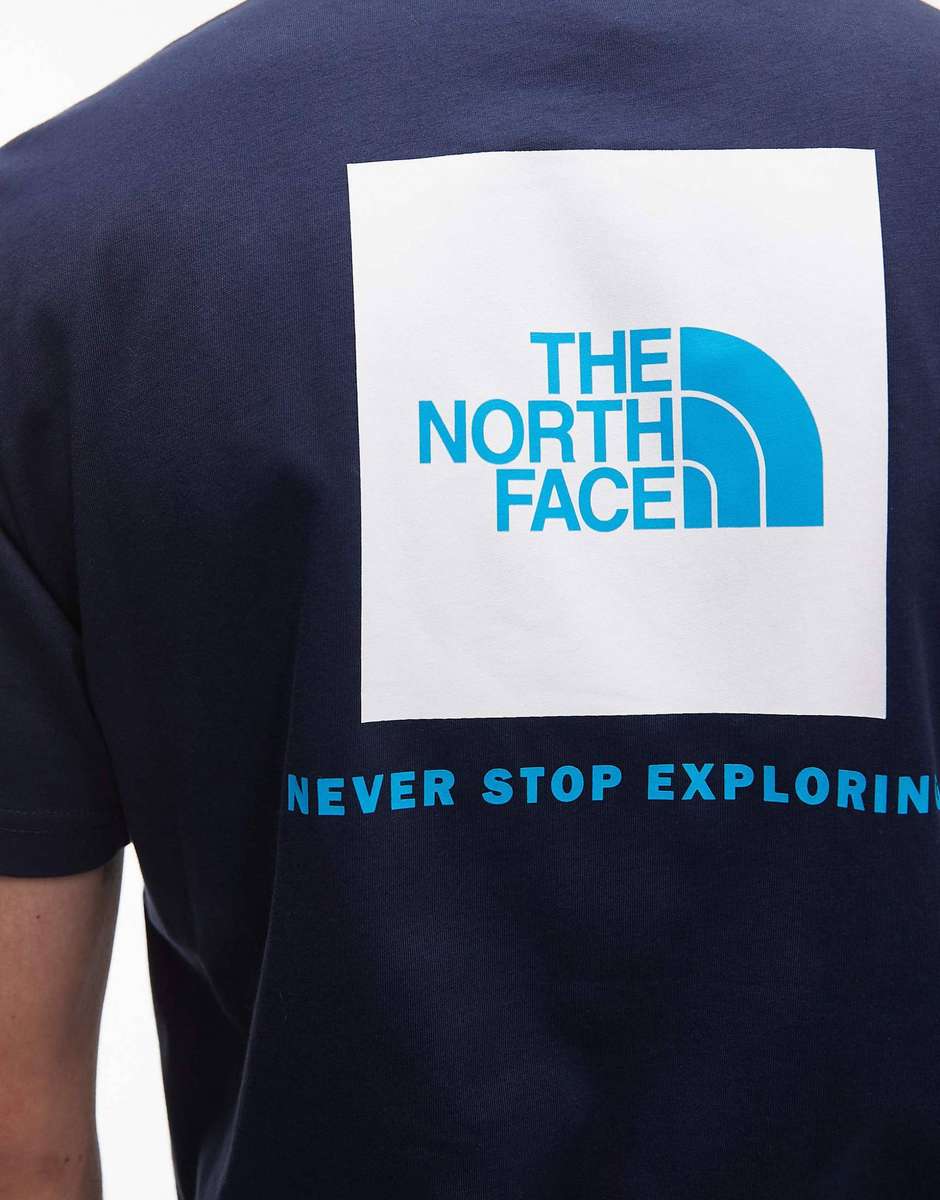 The North Face Box NSE unisex backprint logo t-shirt in navy