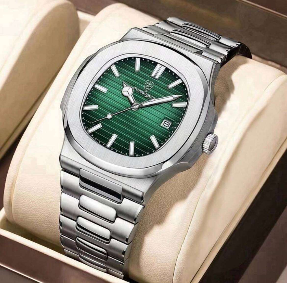 Poedagar - Emerald Green & Silver Men's Sport Watch
